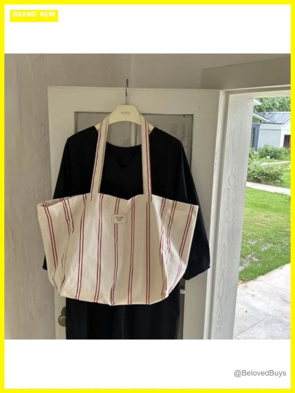 Large Canvas Tote Bag with Zipper Pocket for Travel